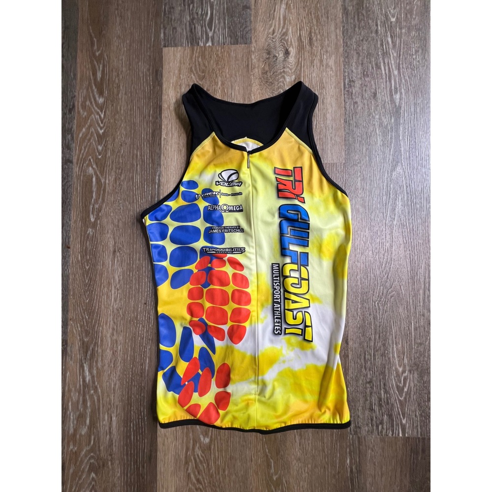 Voler Tri Gulf Coast Triathlon Jersey Mens Large Yellow Tie Dye Multisport Tank